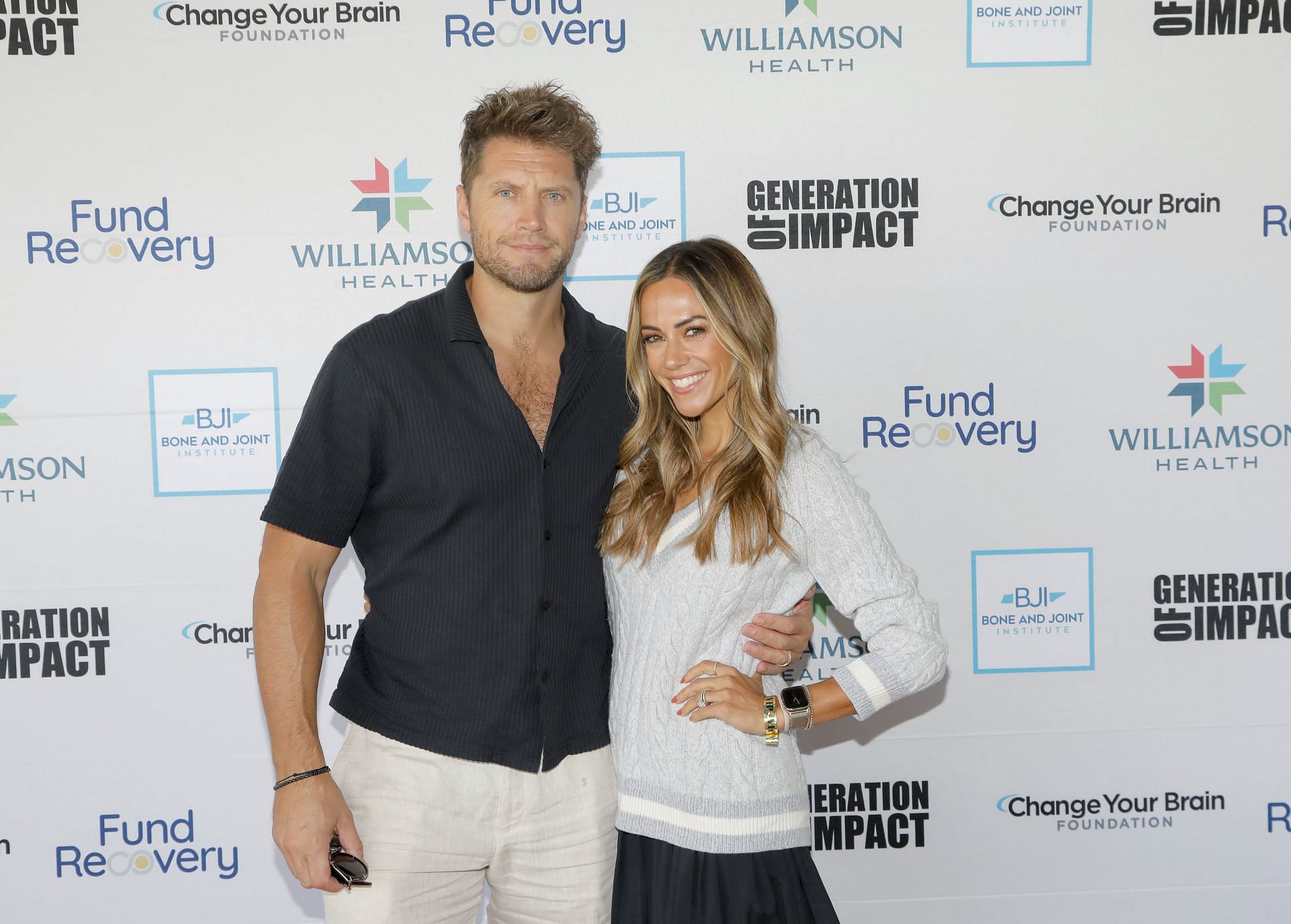Allan Russell and Jana Kramer attend celebrity pickleball tournament hosted by Fund Recovery at Nashville Fairgrounds on November 02, 2024. (Image via Getty)